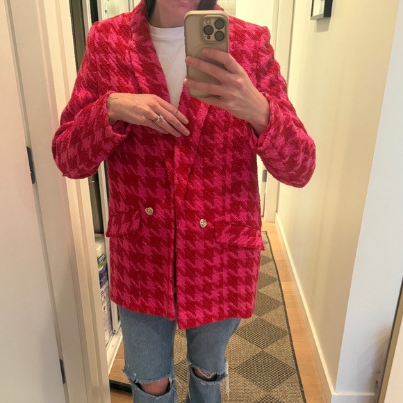 Gingham pink and red blazer - Picture 1 of 5